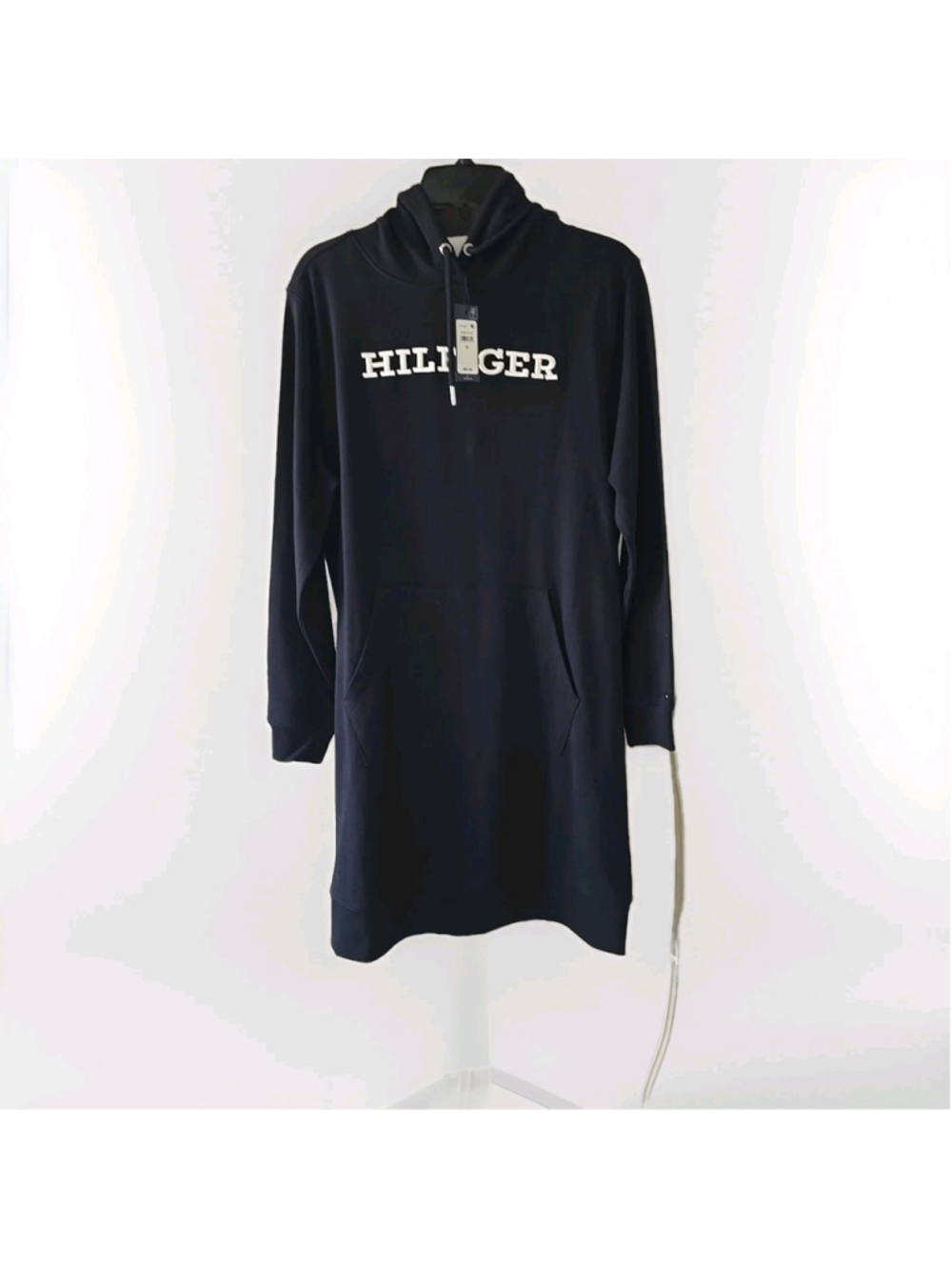 Tommy Hilfiger Hooded Swearshirt Hoodie Dress Long Sleeve Size L $99.50